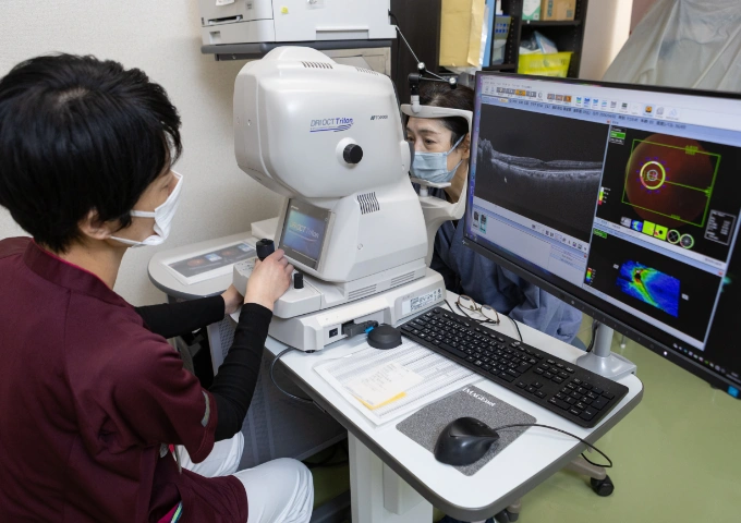 眼圧検査　眼球の硬さ（眼圧）を測定